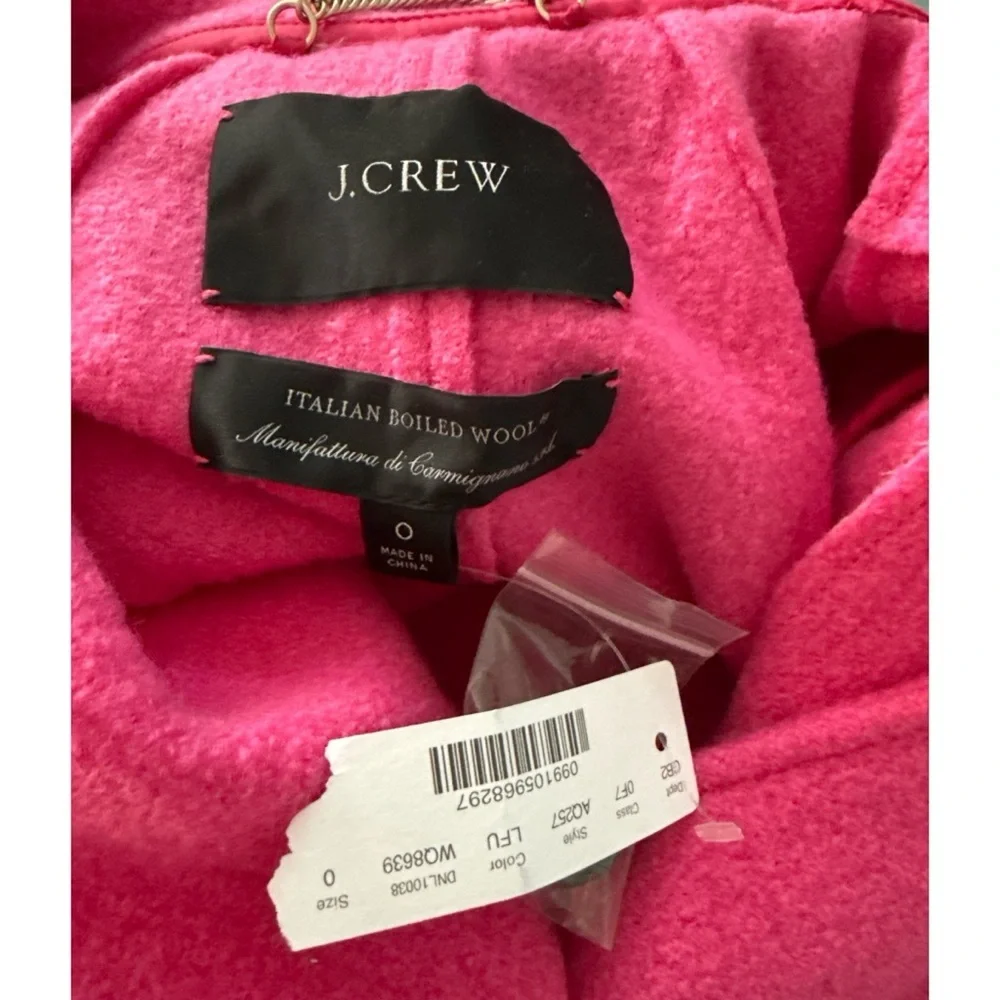 NWT J. CREW Lady Coat in Italian Boiled Wool Fuchsia Pink Peacoat J Crew 0​ - Picture 3 of 12